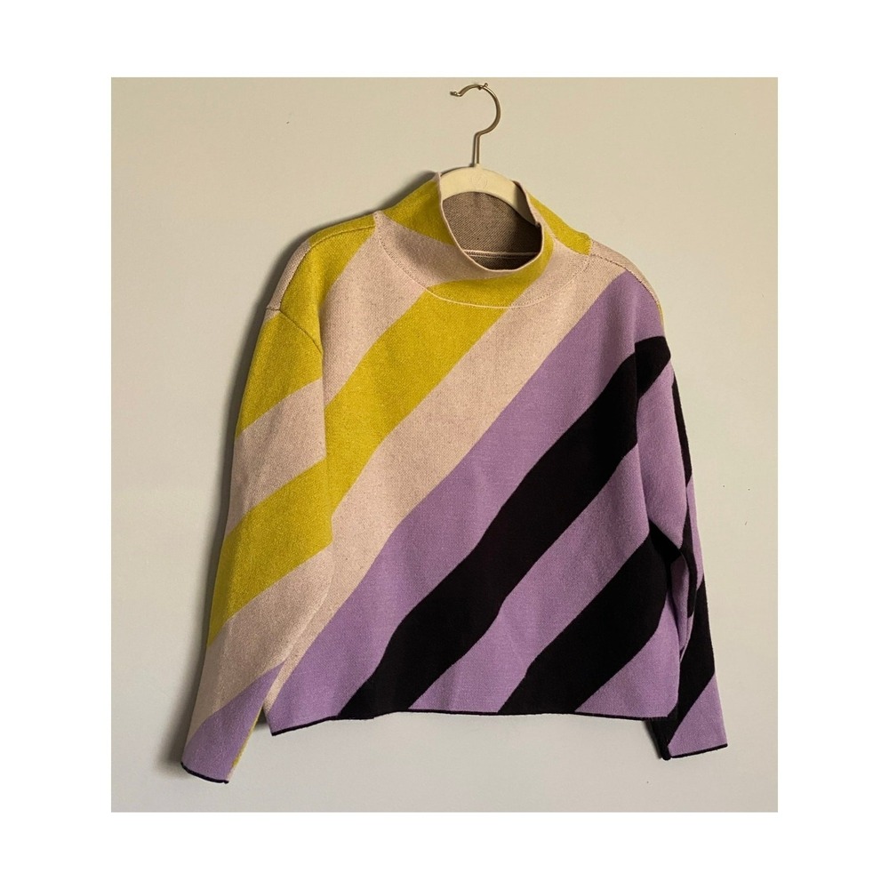 Maeve Anthropologie Carys Mock Neck Polished & Playfull Striped Sweater Size XS
